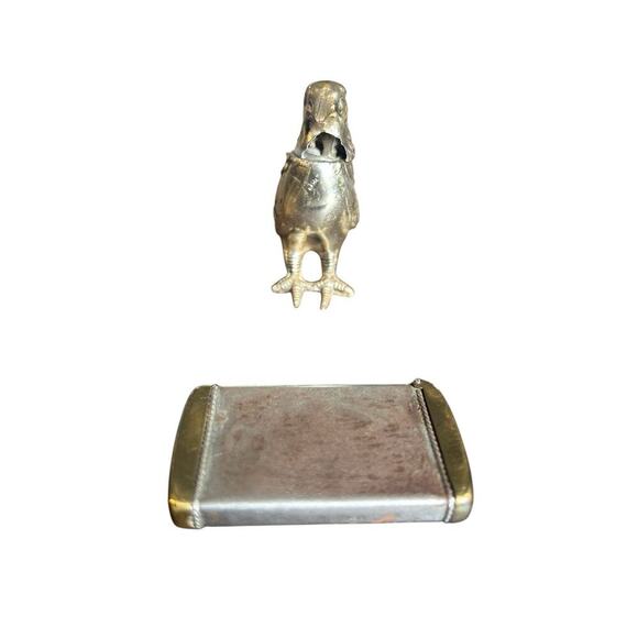 Vintage METAL PHEASANT LIGHTER Made In Japan , Match Box Safe Tin Hinged Top - Picture 5 of 9